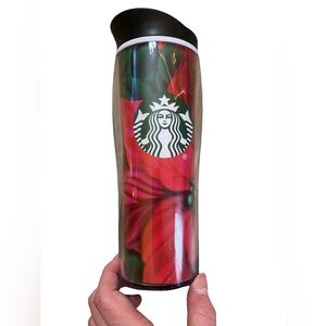 STARBUCKS "Christmas Poinsettia" Travel Tumbler w/ Lid * 16 fl. oz. NWOT